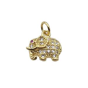 Copper Elephant Pendant Pave Zircon Gold Plated, approx 8-11mm