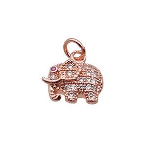 Copper Elephant Pendant Pave Zircon Rose Gold, approx 8-11mm