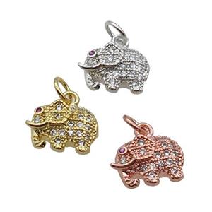 Copper Elephant Pendant Pave Zircon Mixed, approx 8-11mm