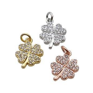 Copper Clover Pendant Pave Zircon Mixed, approx 9.5-10.5mm