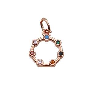 Copper Circle Pendant Pave Zircon Rose Gold, approx 10mm