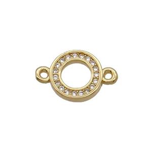 Copper Circle Connector Pave Zircon Gold Plated, approx 9.5mm