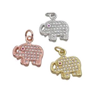 Copper Elephant Pendant Pave Zircon Mixed, approx 11-12.5mm