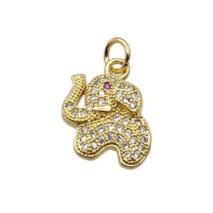 Copper Elephant Pendant Pave Zircon Gold Plated, approx 11-12.5mm