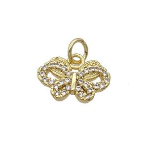 Copper Butterfly Pendant Pave Zircon Gold Plated, approx 8-12.5mm