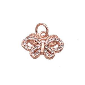 Copper Butterfly Pendant Pave Zircon Rose Gold, approx 8-12.5mm