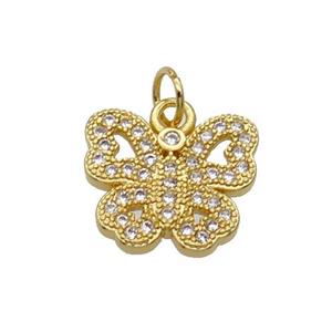 Copper Butterfly Pendant Pave Zircon Gold Plated, approx 11-12mm