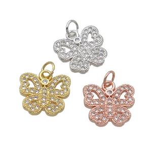 Copper Butterfly Pendant Pave Zircon Mixed, approx 11-12mm