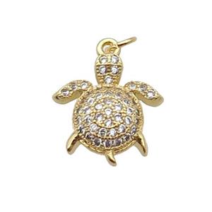 Copper Tortoise Pendant Pave Zircon Gold Plated, approx 14.5-15mm