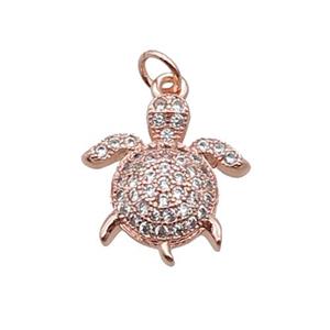 Copper Tortoise Pendant Pave Zircon Rose Gold, approx 14.5-15mm