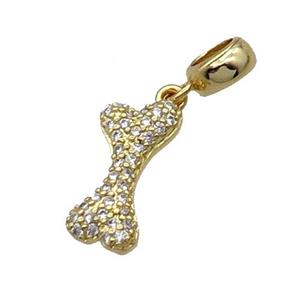 Copper DogBone Pendant Pave Zircon Gold Plated, approx 8-17mm, 7.5mm, 5mm hole