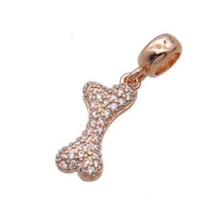 Copper DogBone Pendant Pave Zircon Rose Gold, approx 8-17mm, 7.5mm, 5mm hole