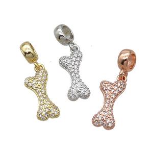Copper DogBone Pendant Pave Zircon Mixed, approx 8-17mm, 7.5mm, 5mm hole