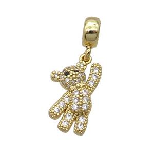 Copper Panda Pendant Pave Zircon Gold Plated, approx 11.5-18mm, 7.5mm, 5mm hole