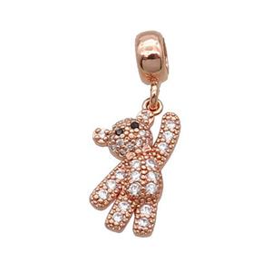 Copper Panda Pendant Pave Zircon Rose Gold, approx 11.5-18mm, 7.5mm, 5mm hole