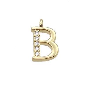 Copper Letter-B Pendant Pave Zircon Gold Plated, approx 8mm