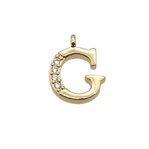Copper Letter-G Pendant Pave Zircon Gold Plated, approx 8mm