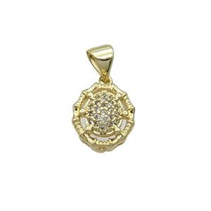 Copper Spider Pendant Pave Zircon Gold Plated, approx 10-11mm