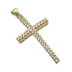 Copper Cross Pendant Pave Zircon Gold Plated, approx 20-35mm