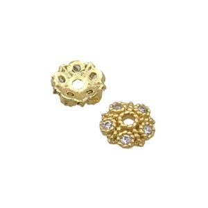 Copper Beadscap Pave Zircon Gold Plated, approx 6mm dia