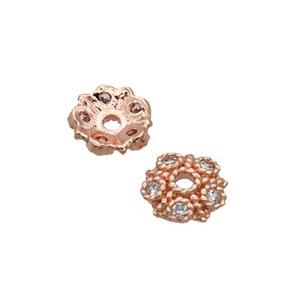 Copper Beadscap Pave Zircon Rose Gold, approx 6mm dia