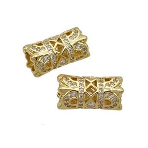 Copper Tube Beads Pave Zircon Gold Plated, approx 8-16mm, 5mm hole