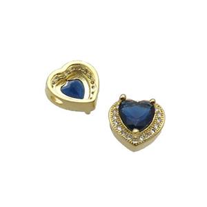Copper Heart Beads Pave Zircon Gold Plated, approx 12.5mm