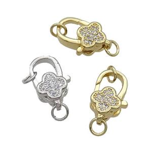 Copper Lobster Clasp Pave Zircon Mixed, approx 10-17mm