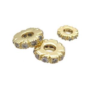 Copper Heishi Spacer Beads Pave Zircon Gold Plated, approx 8mm