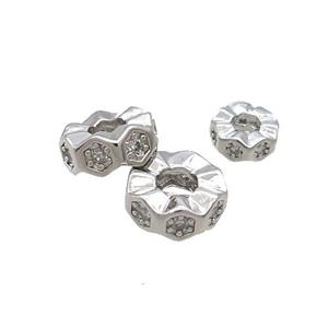 Copper Heishi Spacer Beads Pave Zircon Platinum Plated, approx 8mm