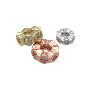 Copper Heishi Spacer Beads Pave Zircon Mixed, approx 8mm