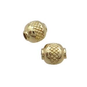 Copper Round Beads Large Hole Gold Plated, approx 7mm, 2mm hole