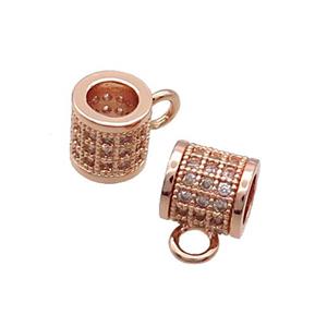 Copper Hanger Bail Pave Zircon Large Hole Rose Gold, approx 8mm, 5mm hole
