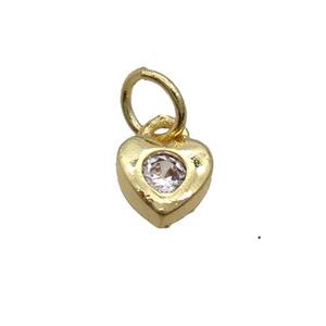 Copper Heart Pendant Pave Zircon Gold Plated, approx 6mm
