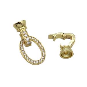 Copper Clasp Pave Zircon Gold Plated, approx 11-15mm, 8mm