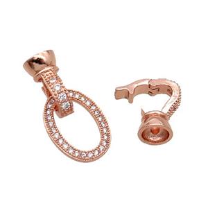 Copper Clasp Pave Zircon Rose Gold, approx 11-15mm, 8mm