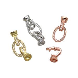 Copper Clasp Pave Zircon Mixed, approx 11-15mm, 8mm