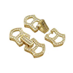 Copper Clasp Pave Zircon Gold Plated, approx 11-25mm