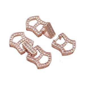 Copper Clasp Pave Zircon Rose Gold, approx 11-25mm