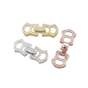 Copper Clasp Pave Zircon Mixed, approx 11-25mm