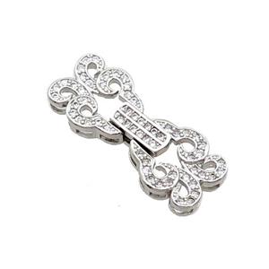 Copper Clasp Pave Zircon Platinum Plated, approx 10-25mm
