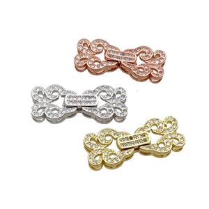 Copper Clasp Pave Zircon Mixed, approx 10-25mm