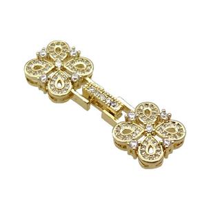 Copper Clasp Pave Zircon Gold Plated, approx 13-40mm