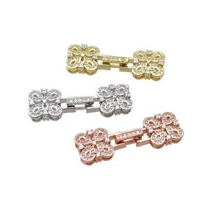 Copper Clasp Pave Zircon Mixed, approx 13-40mm