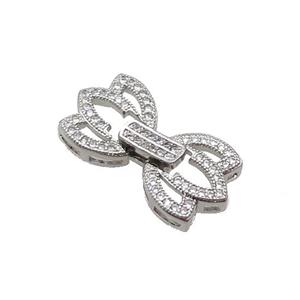 Copper Clasp Pave Zircon Platinum Plated, approx 12.5-23mm