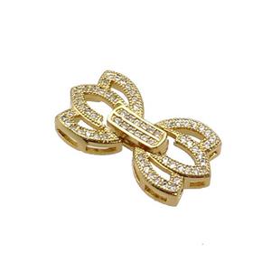 Copper Clasp Pave Zircon Gold Plated, approx 12.5-23mm