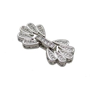 Copper Clasp Pave Zircon Platinum Plated, approx 13-28mm