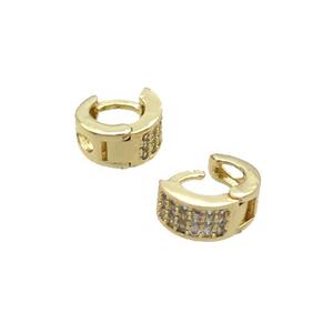 Copper Latchback Earring Pave Zircon Gold Plated, approx 9mm dia