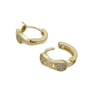 Copper Latchback Earring Pave Zircon Gold Plated, approx 12mm dia