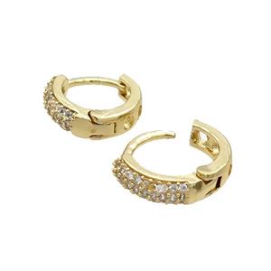 Copper Latchback Earring Pave Zircon Gold Plated, approx 13mm dia